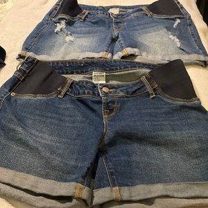 Maternity jean shorts two pair